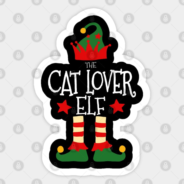 Cat Lover Elf Matching Family Group Christmas Party Pajamas Sticker by uglygiftideas